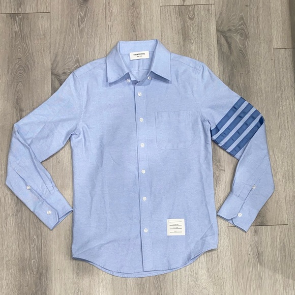 Thom Browne 4-bar Solid Blue Button Down Sz 0 - Picture 2 of 7